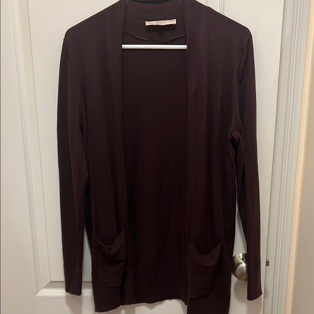 Dark Burgundy Open Front Cardigan